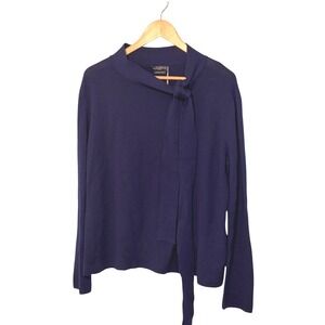 Ballantyne Cobalt Blue Merino Wool Tie Neck Fine Knit Sweater‎ 46 12/14